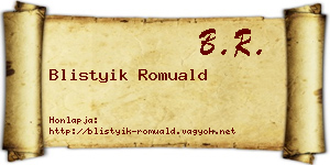 Blistyik Romuald névjegykártya